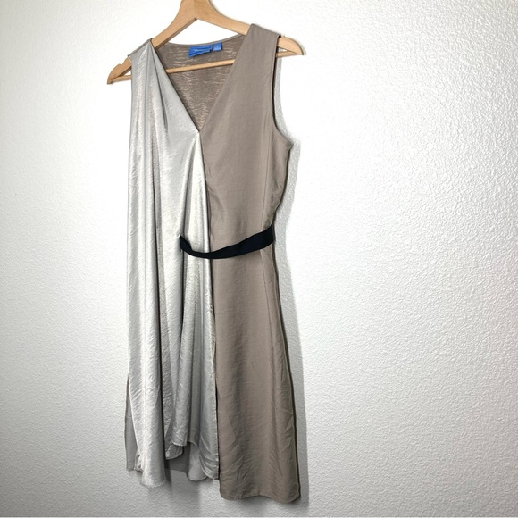 Simply Vera Vera Wang Dress Small Sleeveless Metallic 2 Tone Wrap Flowy belt - Picture 2 of 15